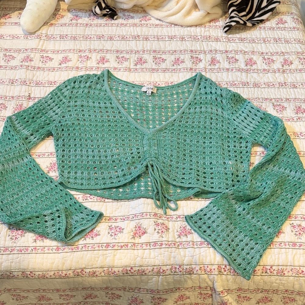 Chic green/teal Knit Crop Top